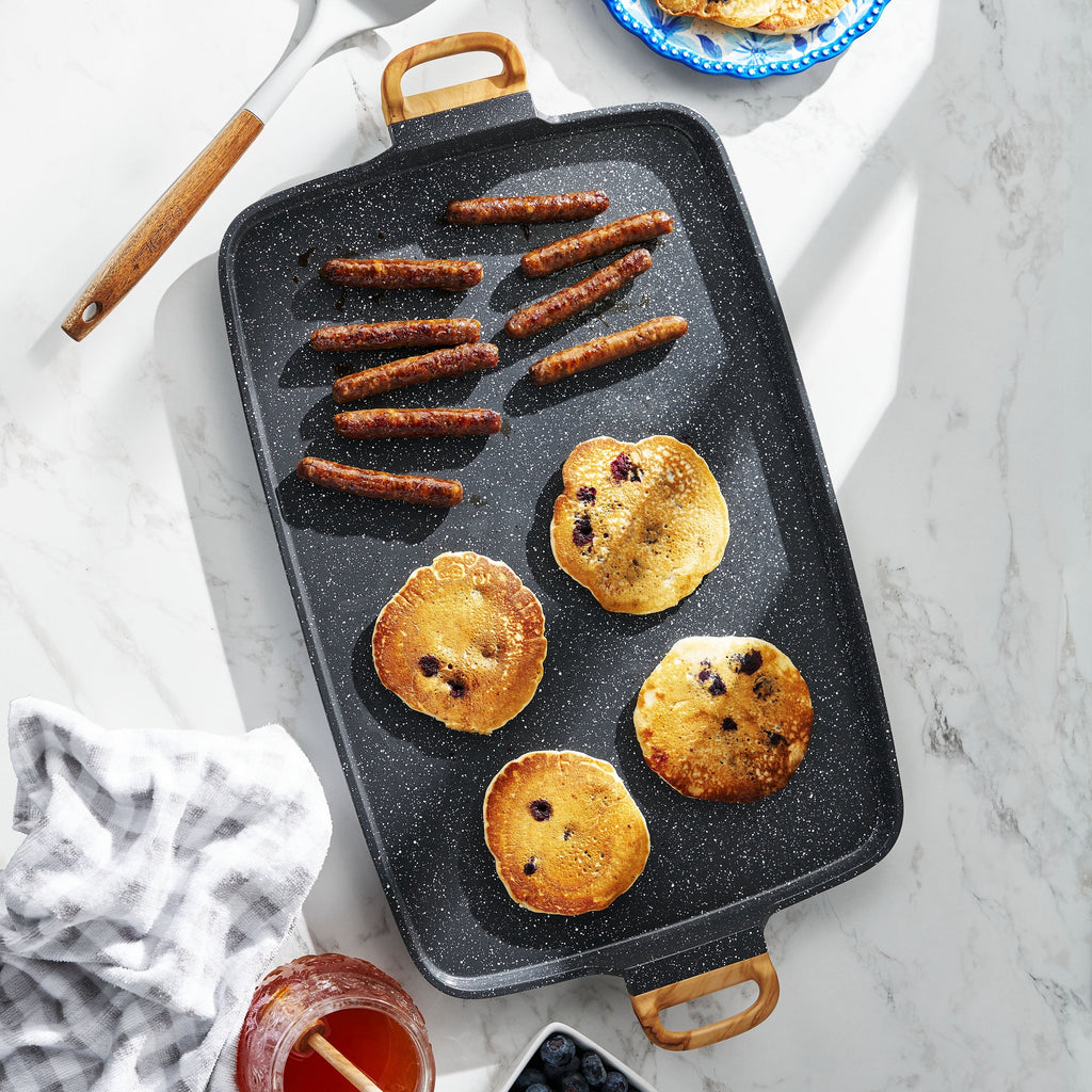 PioneerHome™ Prairie Signature Cast Aluminum Double Griddle, Charcoal Speckle - PioneerHome™