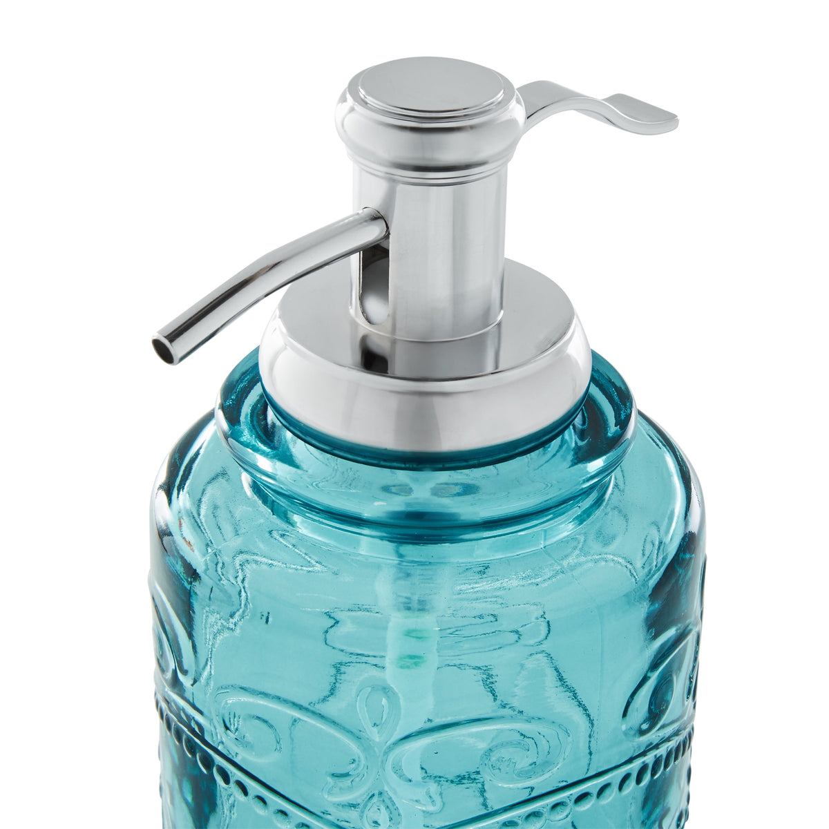 PioneerHome™ Teal 2 Piece Embossed Glass Bath Accessory Set, Amelia - PioneerHome™