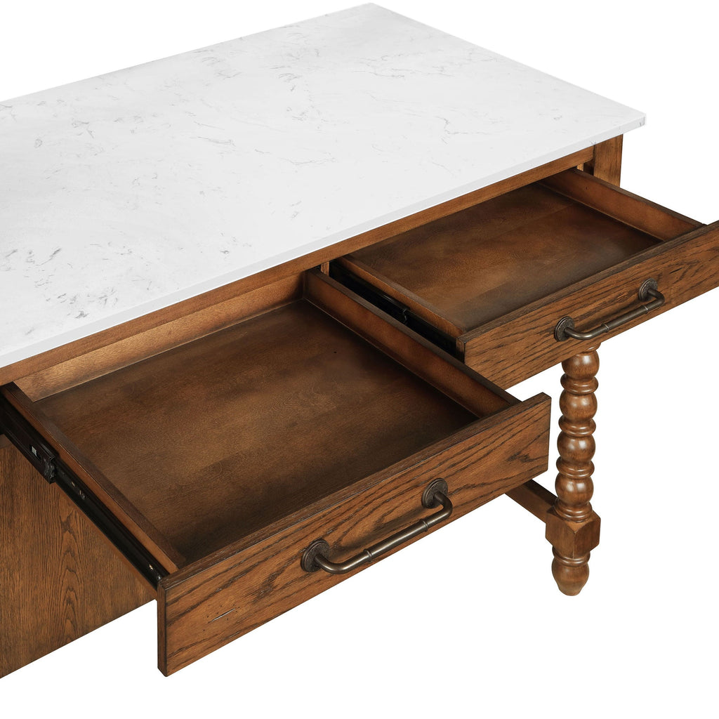 PioneerHome™ Harper Kitchen Island with Drawers, Homestead Brown - PioneerHome™