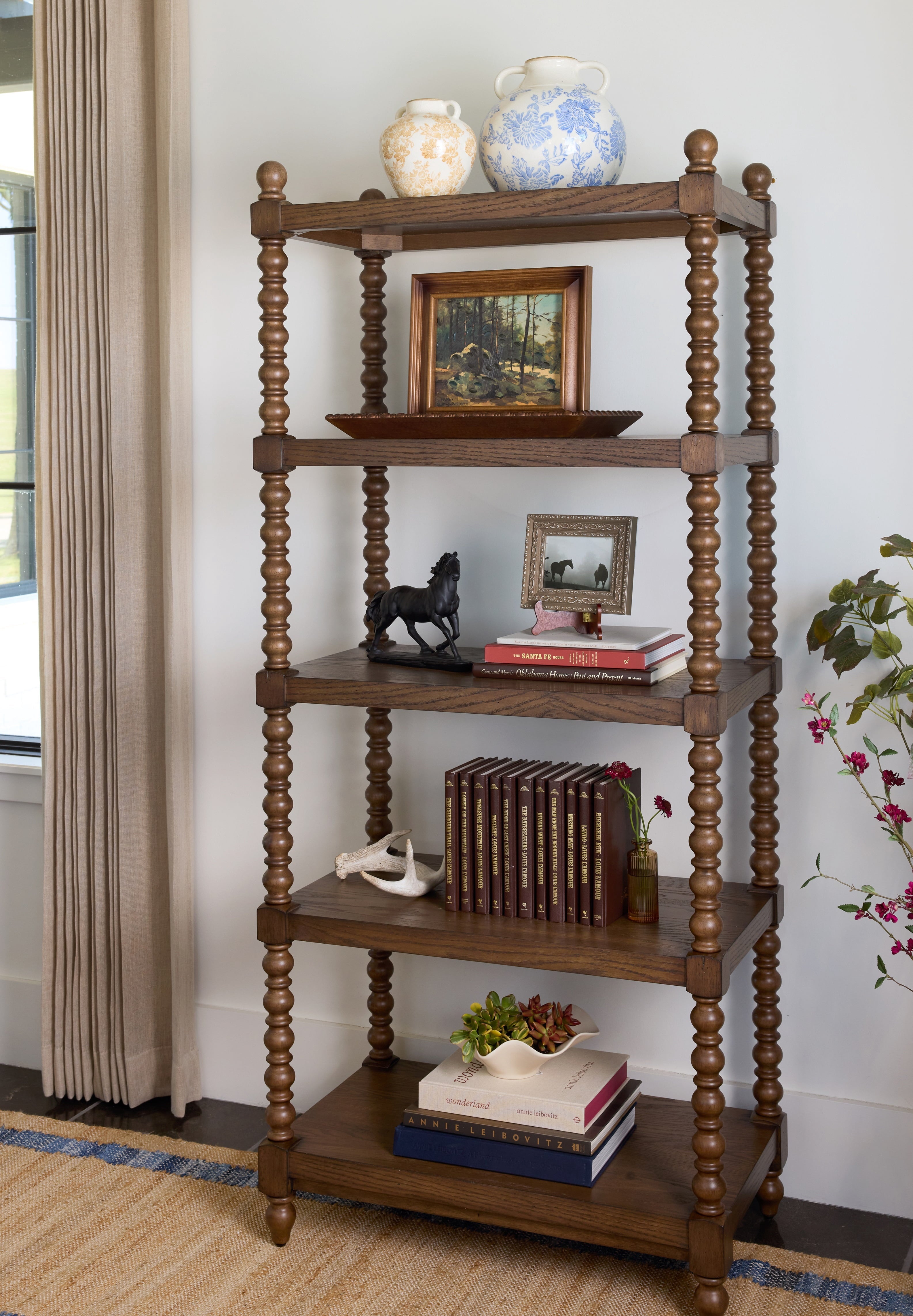 PioneerHome™ Harper Spindle Wood Decorative Wall Mirror, Beaded Turned Wood Mirror, Rustic Brown 24x30 - PioneerHome™