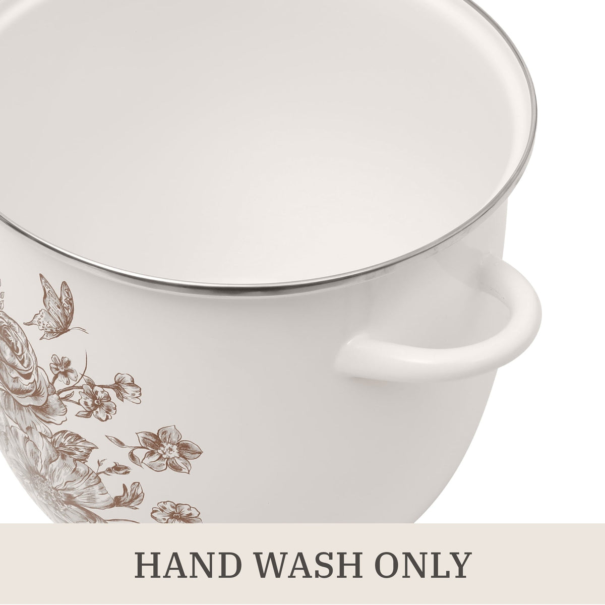 PioneerHome™ Agatha 12 Qt Enamel on Steel Stock Pot with Lid, Brown - Farmhouse - PioneerHome™