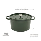 PioneerHome™ 5-Quart Enamel Cast Iron Dutch Oven with Lid, Dark Green - Rustic Home - PioneerHome™
