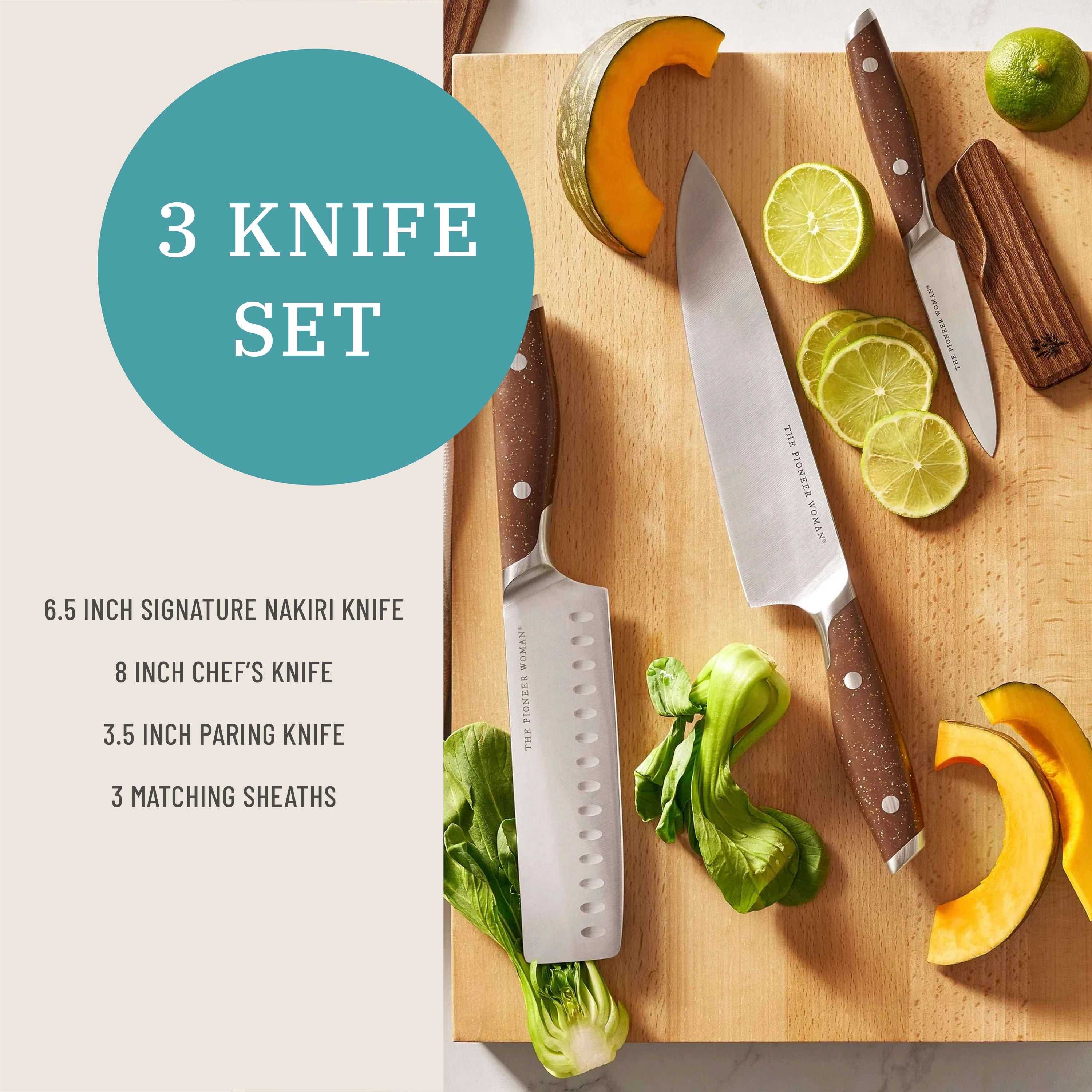 PioneerHome™ 3-Piece Knife Set, Brown Speckle - PioneerHome™